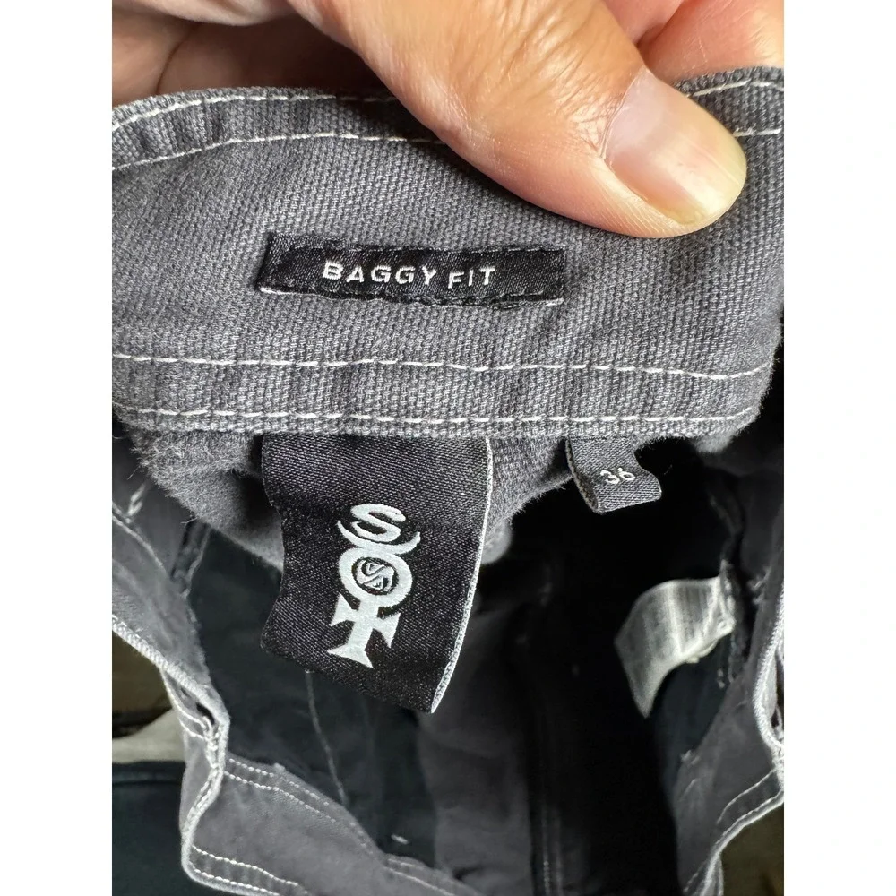Y2K Quiksilver Tridagger Men Baggy Fit Carpenter Pants 36 Faded Gray Skate 2000s